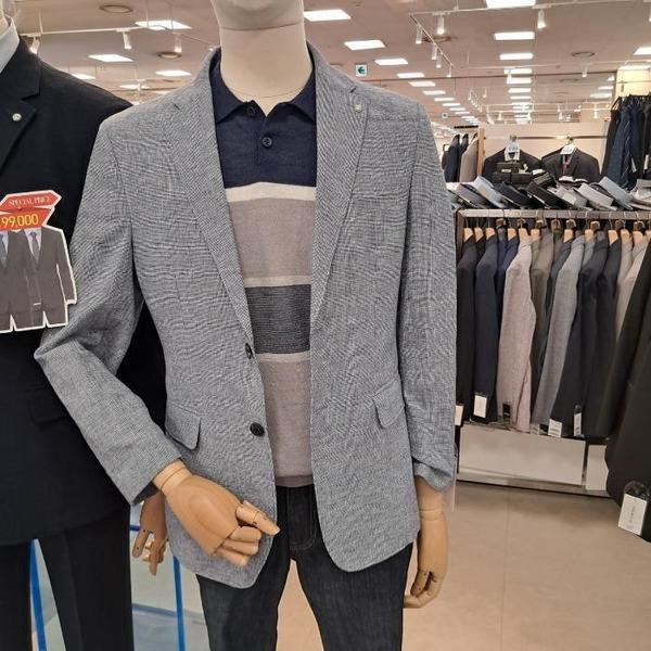 HC09 캐주얼 블루 자켓 인디안 여름 남성 린넨 혼방 FU5M31