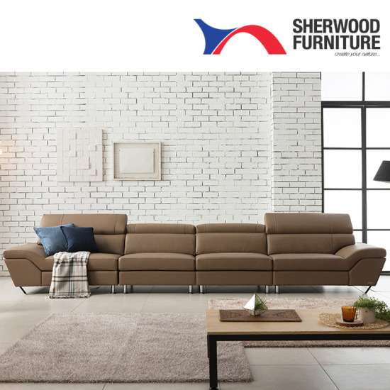 쉐우드가구 라미 기능성 천연통가죽 소파 6인용