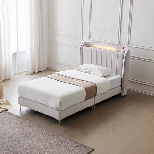 동서가구 모옌 아쿠아텍스 패브릭 호텔 LED 수납 침대 SS (독립포켓)