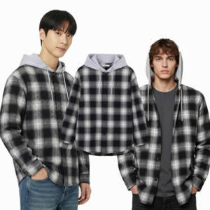 남성 코튼 오버핏 원포켓 후드 체크 셔츠 10560-020-201-25_CC