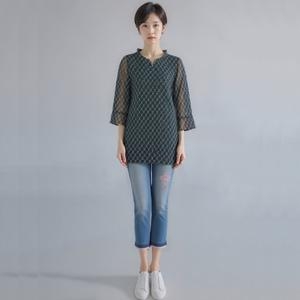 24년 봄 여름 중년 여성 두 겹 단도 블라우스RNM8BL495F-CC