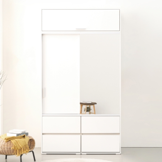 동서가구 큐브 서랍형 거울 뎀퍼 옷장+상부장 1200_이미지