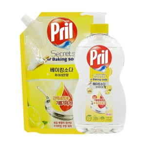 프릴 베이킹소다 주방세제 퓨어레몬 700ml + 리필 1L (본품1개+리필1개)_이미지