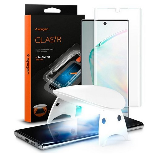 슈피겐 갤럭시노트10 플러스 글라스tR 플래티넘 UV 풀커버 강화유리 액정보호필름 (액정 1매)