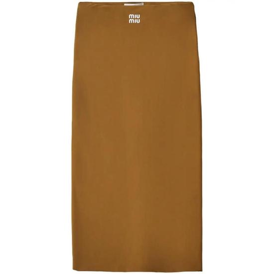 미우미우 러버라이즈드 로고 미디 스커트 MG2060S232122R