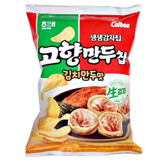 해태제과 생생감자칩 고향만두칩 김치만두맛 60g (16개)_이미지