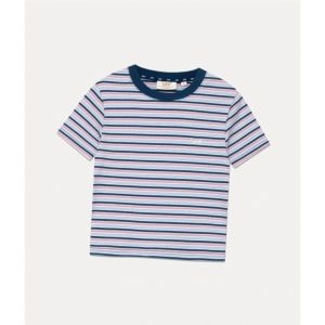 LEE 리 우먼 골지 스트라이프 티셔츠 블루 LE2502ST69BL 21322_이미지
