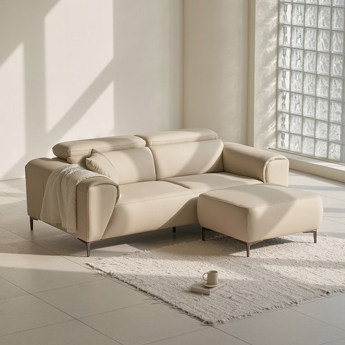 레이디가구 아벤트 가죽 소파 3인용 (스툴포함)_이미지