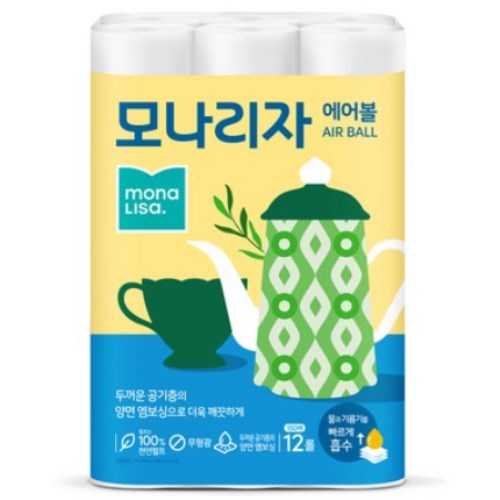 모나리자 에어볼 키친타월 150매 (12입)이미지입니다. 누르면 해당 게시물로 새창이동합니다.
