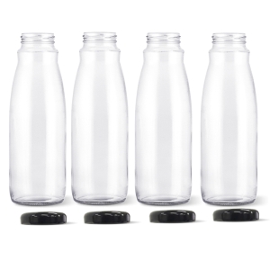 주스병 입구넓은형 1L x 4p + 블랙캡 4p 1세트