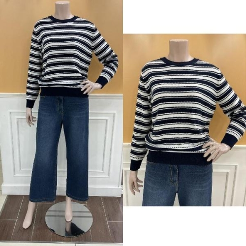 BCBG 비씨비지 M 버블 스트라이프 라운드니트 B6A2K407 S47550586