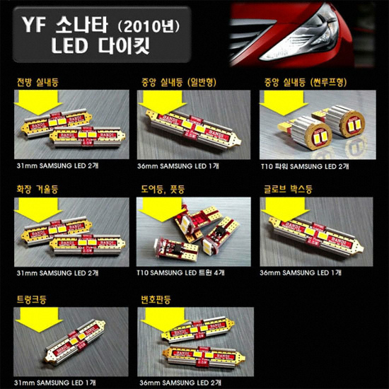 반디 LED 실내등 풀세트 YF쏘나타(2010)_이미지