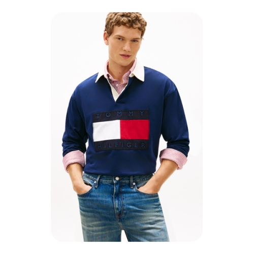 타미힐피거 남성 플래그 럭비 티셔츠 T12G1TKT560MT1 DCC_이미지