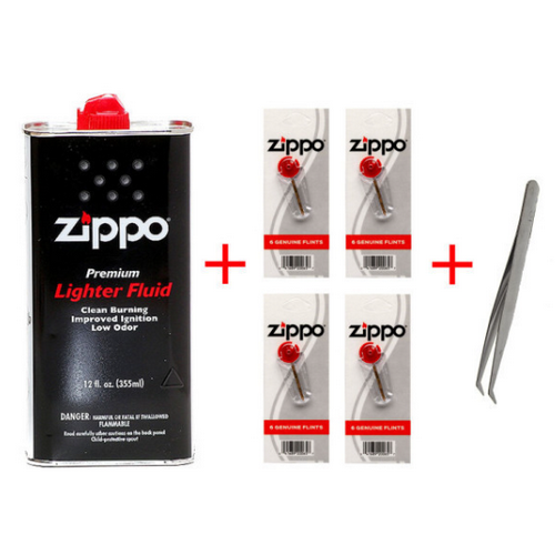 지포(ZIPPO) 오일 355ml + 부싯돌 4개 + 핀셋 세트