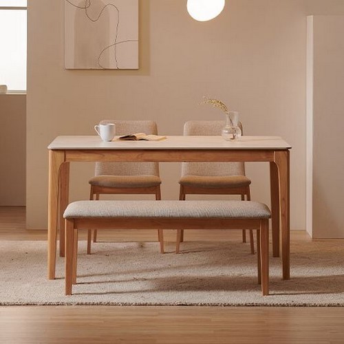  삼익가구 루나 통세라믹 원목 식탁 1400 [의자2개+벤치1개]