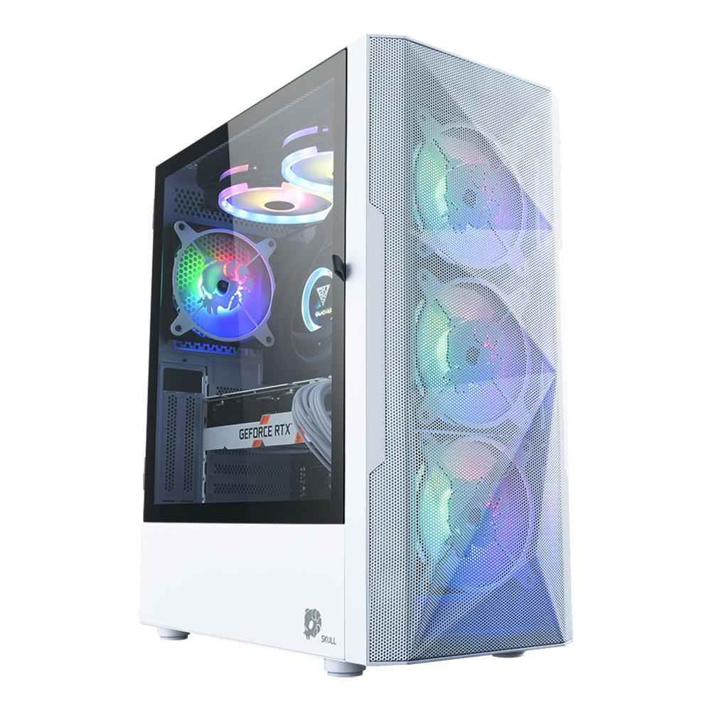 NEWZEN SKULL X30 RGB 6FAN 강화유리 (화이트)_이미지