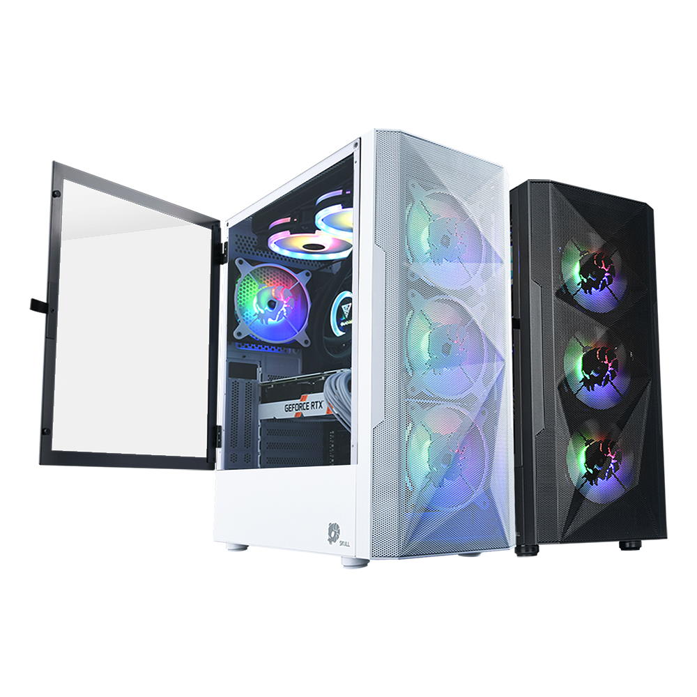 NEWZEN SKULL X30 RGB 6FAN 강화유리 (화이트)_이미지