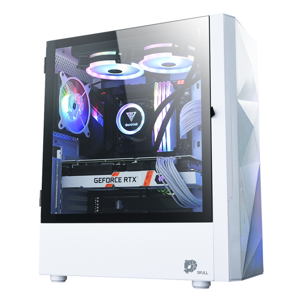 NEWZEN SKULL X30 RGB 6FAN 강화유리 (화이트)_이미지