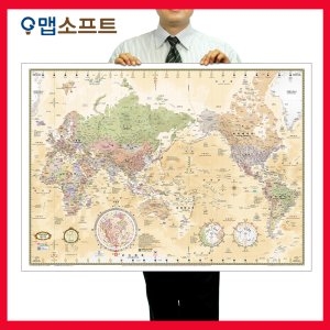 맵소프트 세계지도 소형 코팅형 1m 10cm 80cm_이미지
