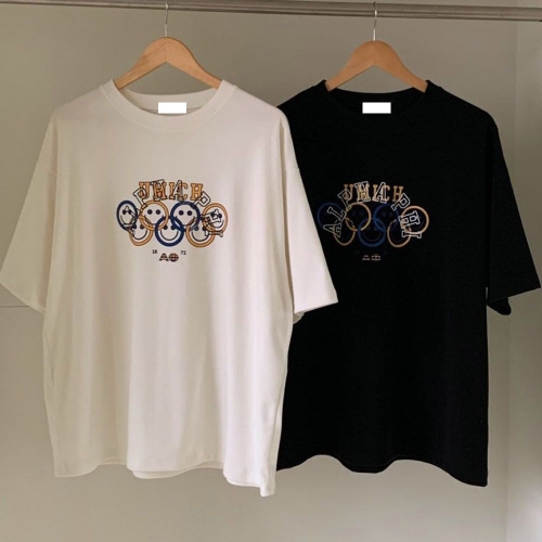 빅사이즈티 T709L602 스마일컬러나염기모티 KD