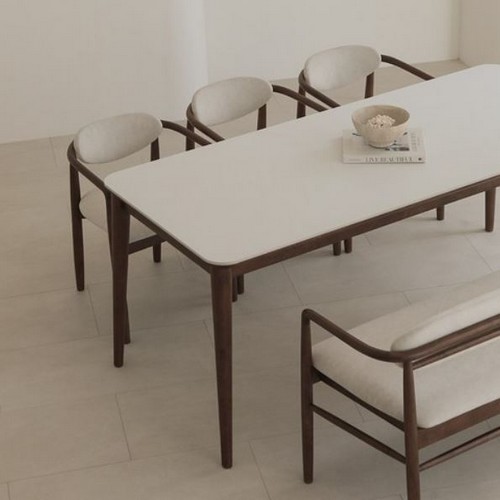 40피트 오엔 러버 원목 포세린 세라믹 식탁 1800 (의자별도)_이미지