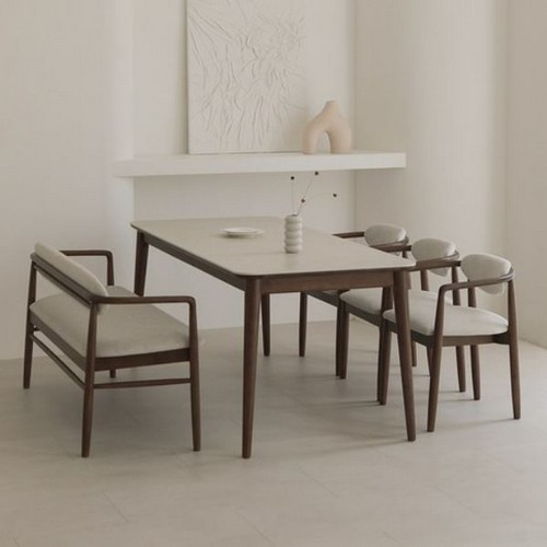 40피트 오엔 러버 원목 포세린 세라믹 식탁 1800 (의자별도)_이미지