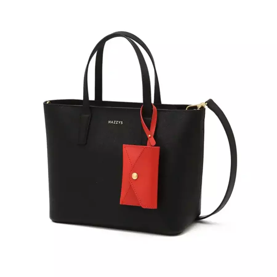 헤지스 액세서리 여성 WIBA5F202BK 블랙 로고장식 소가죽 토트백_이미지