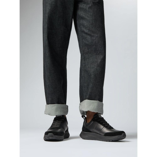 핏플랍 F모드 남성 레더/스웨이드 스니커즈 올 블랙 FT59K1N055_이미지