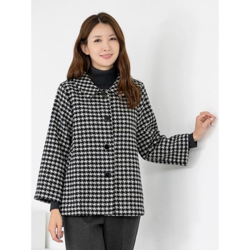 모슬린 엄마옷 카라 체크 정장 울모직 정장자켓 MQG125082_이미지