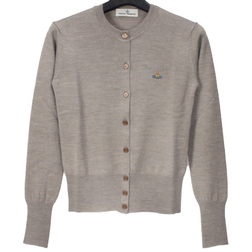 비비안웨스트우드 베아 자수 로고 울 가디건 1803002P Y0006 (P407, 스톤)_이미지