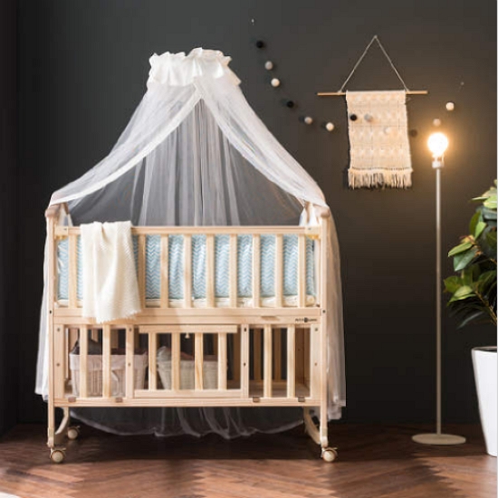 쁘띠라뺑 도모 아기 침대+침구+토퍼+베개+캐노피