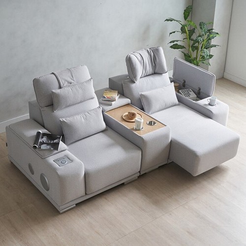 에보니아 루엔 고급형 모션 슬라이딩 패브릭 소파 3인용 (홈바형)_이미지