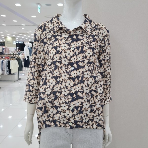 크레송 꽃무늬앞밑단주름 블라우스 ODCPBP58_US