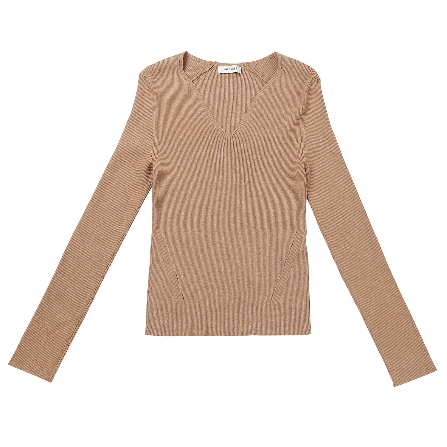 쉬즈미스 브이넥 리브 슬림 니트 SSKPON31080