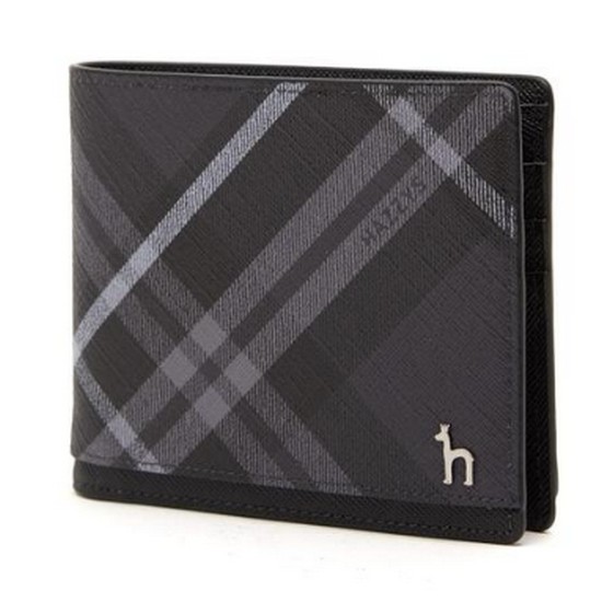 헤지스ACC 블랙 체크 가죽 반지갑 HJWA2F866BK