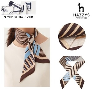 블루 스트라이프 실크100 트윌리 스카프 HIMU0F813B1