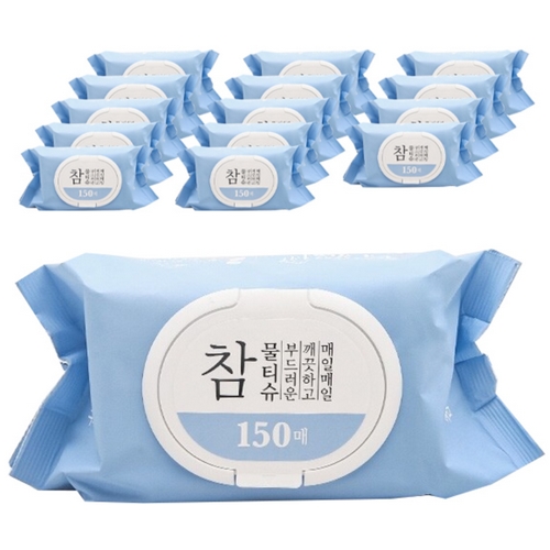다이소 ㅤ참 깨끗한 물티슈 캡형 150매 (15팩)_이미지