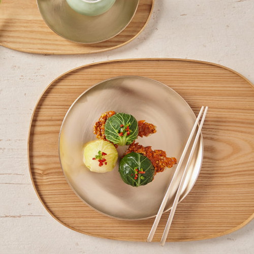 광명유기 방짜유기 놋그릇 원형접시 16cm