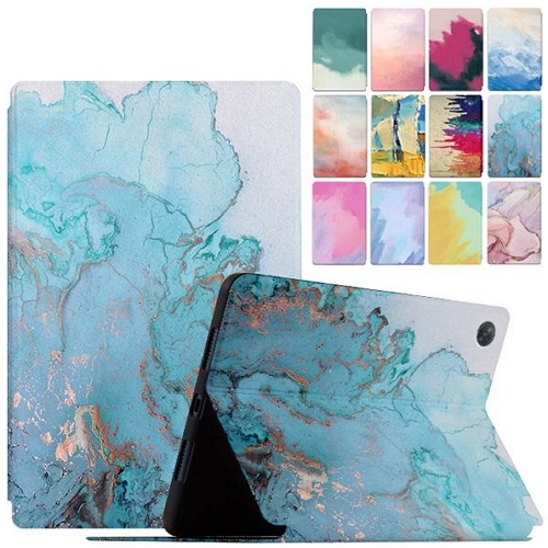 레노버 탭 M10 플러스 3세대 수채화 유화 프린팅 플립 가죽 케이스