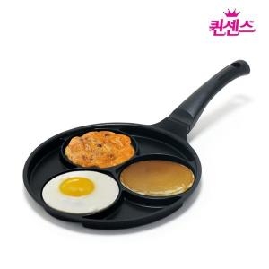 퀸센스 블랙 인덕션 에그팬 3구 후라이팬/인덕션사용가능_이미지