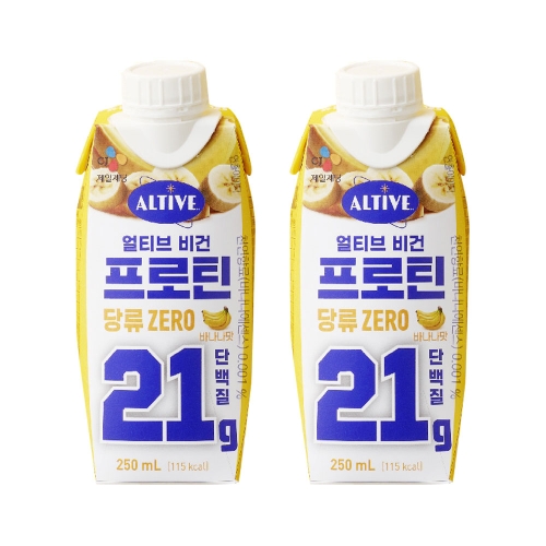 CJ제일제당 얼티브 비건프로틴 당류 ZERO 바나나 250ml (2개)_이미지