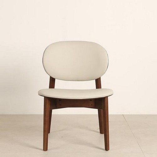 스코나 레스튼 아시아월넛 원목 극세사 가죽 낮은 식탁 의자_이미지