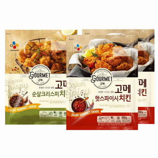 CJ제일제당 고메 순살 크리스피 치킨 550g + 핫스파이시 치킨 550g x 2개 (1세트)_이미지