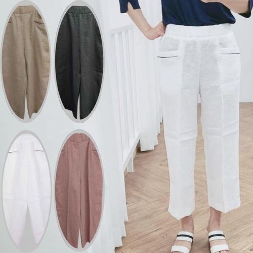 칠부리넨와이드바지 할머니여름바지 선물 8784054A