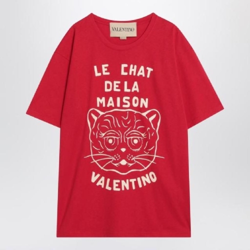 Red T shirt with Le Chat de la Maison print 7V3MG16PB32XL VALE-BR3 3..