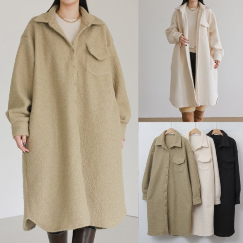 아이우먼 위쉬몰 WB 뽀글이에이라인롱남방 V777H601 빅사이즈_이미지