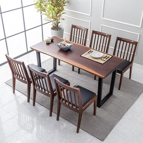 지베스  브루클린2 장미목 원목 우드슬랩 식탁 1600 (의자6개)