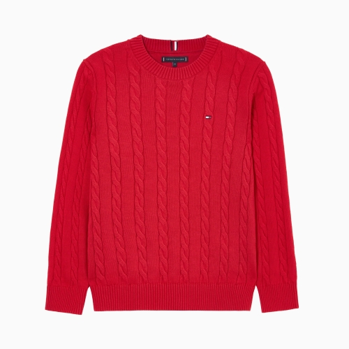 타미힐피거칠드런 6 코튼 케이블 스웨터 티셔츠3종 T42F6WWO020BT1 TOMMY HILFIGER 2T 16 공용_이미지