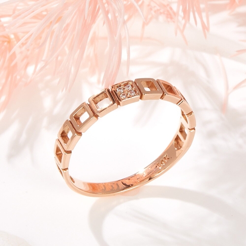 14K 큐빅 사각볼 펀칭 밴드 반지 SRS42083