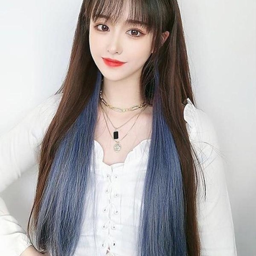 그라데이션 헤어피스 5p세트 애쉬블루 부분가발 투톤 WFM1Y7I